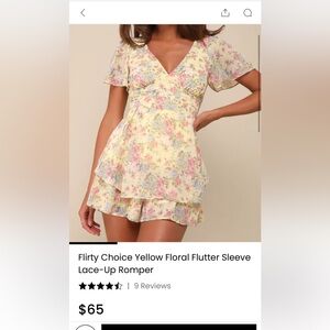 Lulu's Yellow Floral Flutter Sleeve Romper